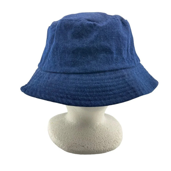 Women's Blue Denim Bucket Hat, Polka Dot Interior, One Size, Classic‎ Patriotic - Picture 2 of 5